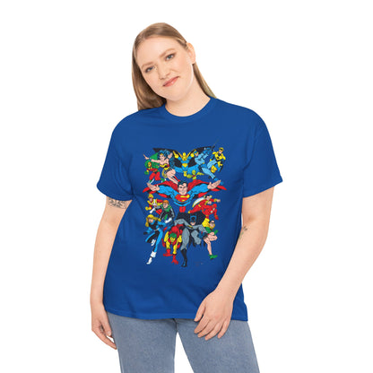 DC Legends T-Shirt - Linda Medley, Arthur Adams Art - Superman, Wonder Woman, Batman, Creeper, Black Canary, Guy Gardner, Blue Beetle, Booster Gold, Dr. Fate, Flash - DC Comics