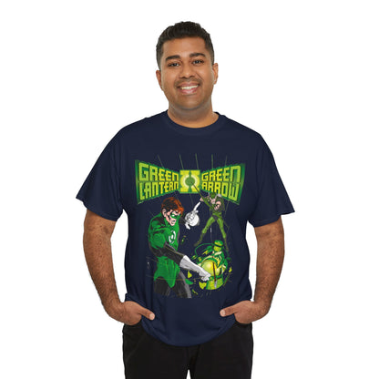 Green Lantern & Green Arrow T-Shirt - Neal Adams Art - Hal Jordan & Oliver Queen - Justice League Members - 1970s DC Comics
