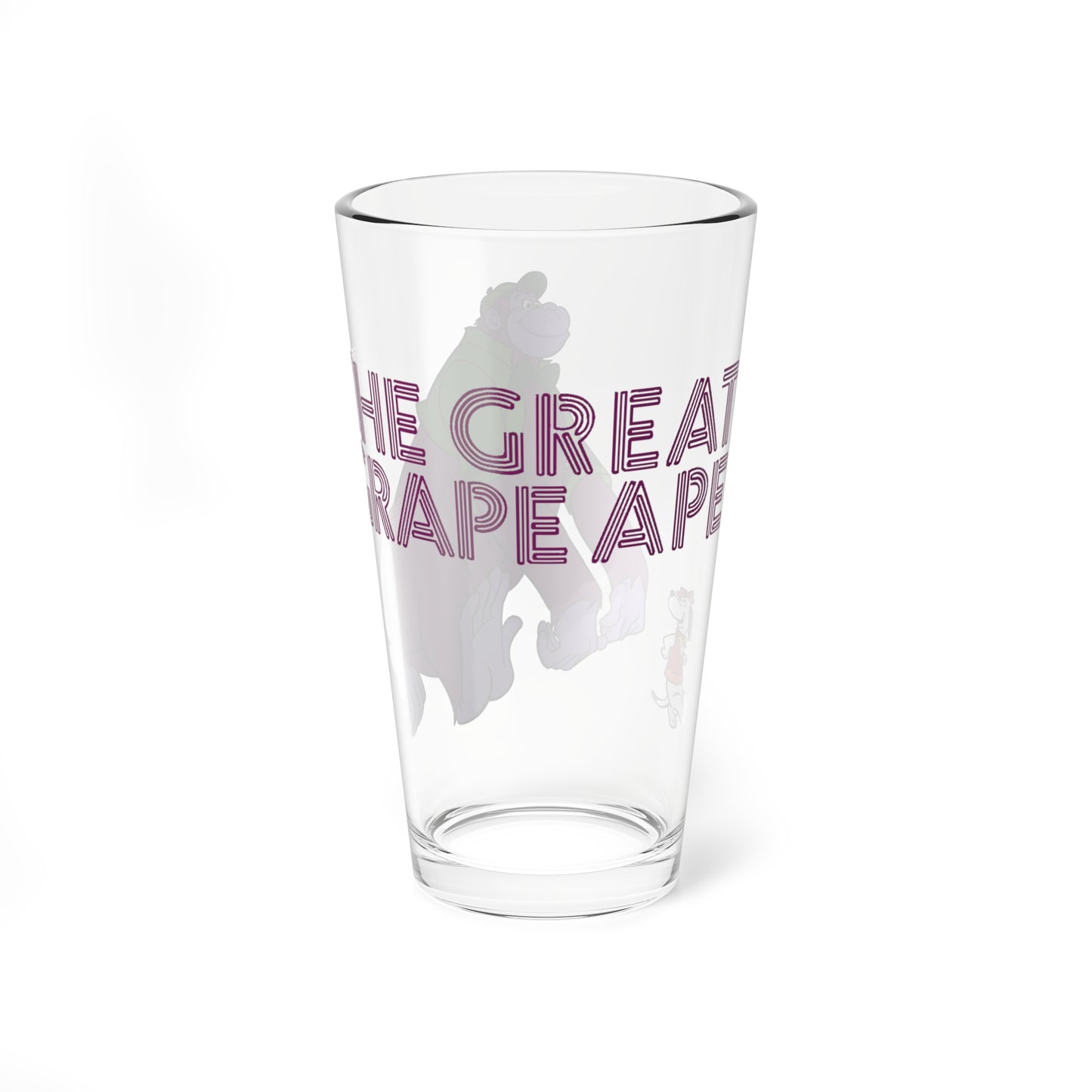 The Great Grape Ape Pint Glass, 16oz - With Beegle Beagle - Hanna-Barbera 1970s Saturday Morning Cartoon