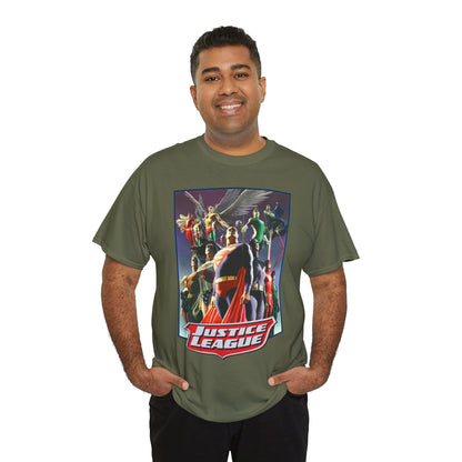 Justice League T-Shirt - Alex Ross Art - Superman, Wonder Woman, Black Canary, Hawkman, Flash, Aquaman, Atom - DC Comics