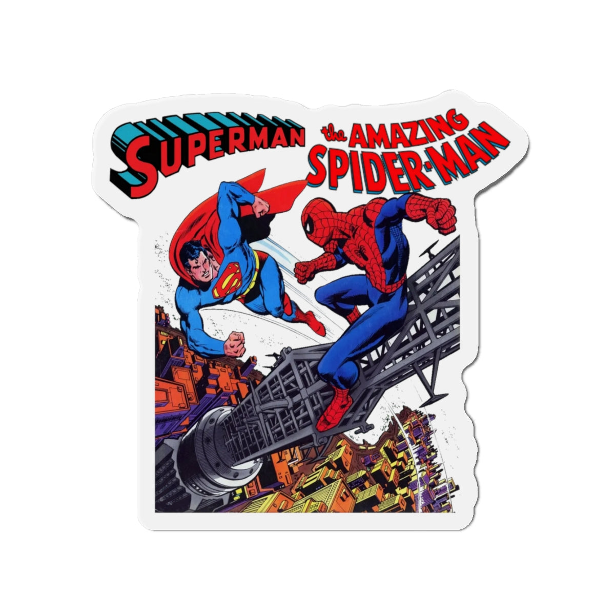 Superman Vs Spider-Man Die-Cut Magnet - DC Comics/Marvel Comics 1970s Crossover - Clark Kent & Peter Parker - 3", 4", 5", 6"