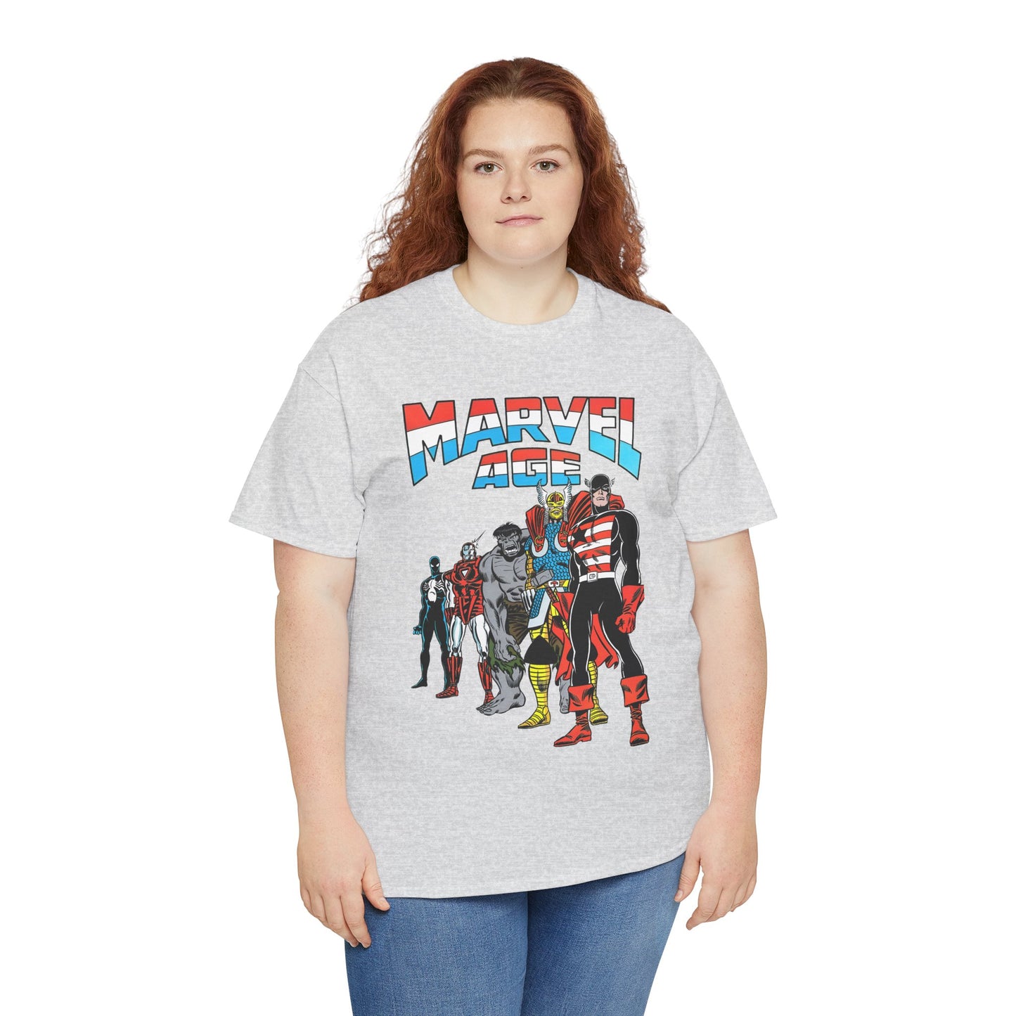 Marvel Age T-Shirt - Captain America, Thor, Incredible Hulk, Iron Man, Spider-Man - New Looks for the 80s