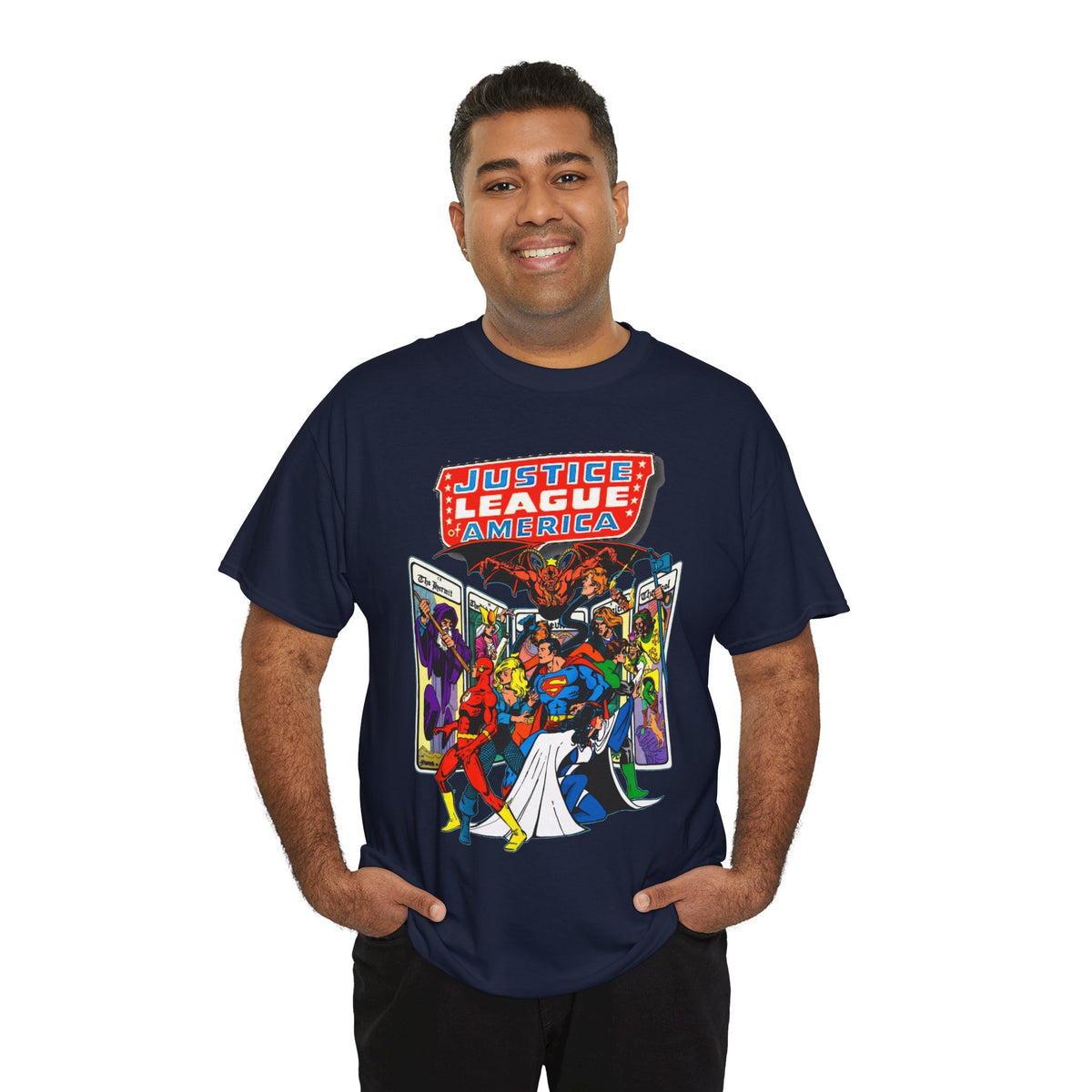 Justice League of America T-Shirt - George Perez Art - Vs Tarot Gang - DC Comics