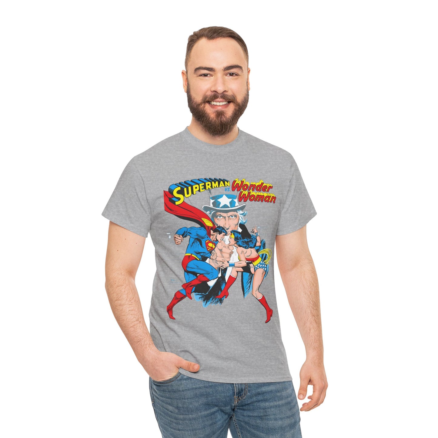 Superman Vs Wonder Woman T-Shirt - José Luis García-López Art - Popular 1970s Tabloid Story - DC Comics