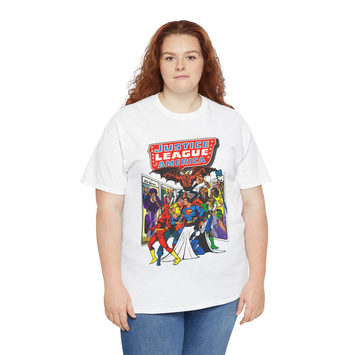 Justice League of America T-Shirt - George Perez Art - Vs Tarot Gang - DC Comics