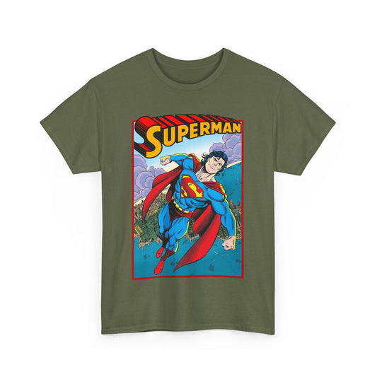 Superman T-Shirt - Tom Grummett Art - DC Comics - Metropolis, Man of Steel Flying Through the Sky - Post-Reign of the Supermen Storyline Artwork