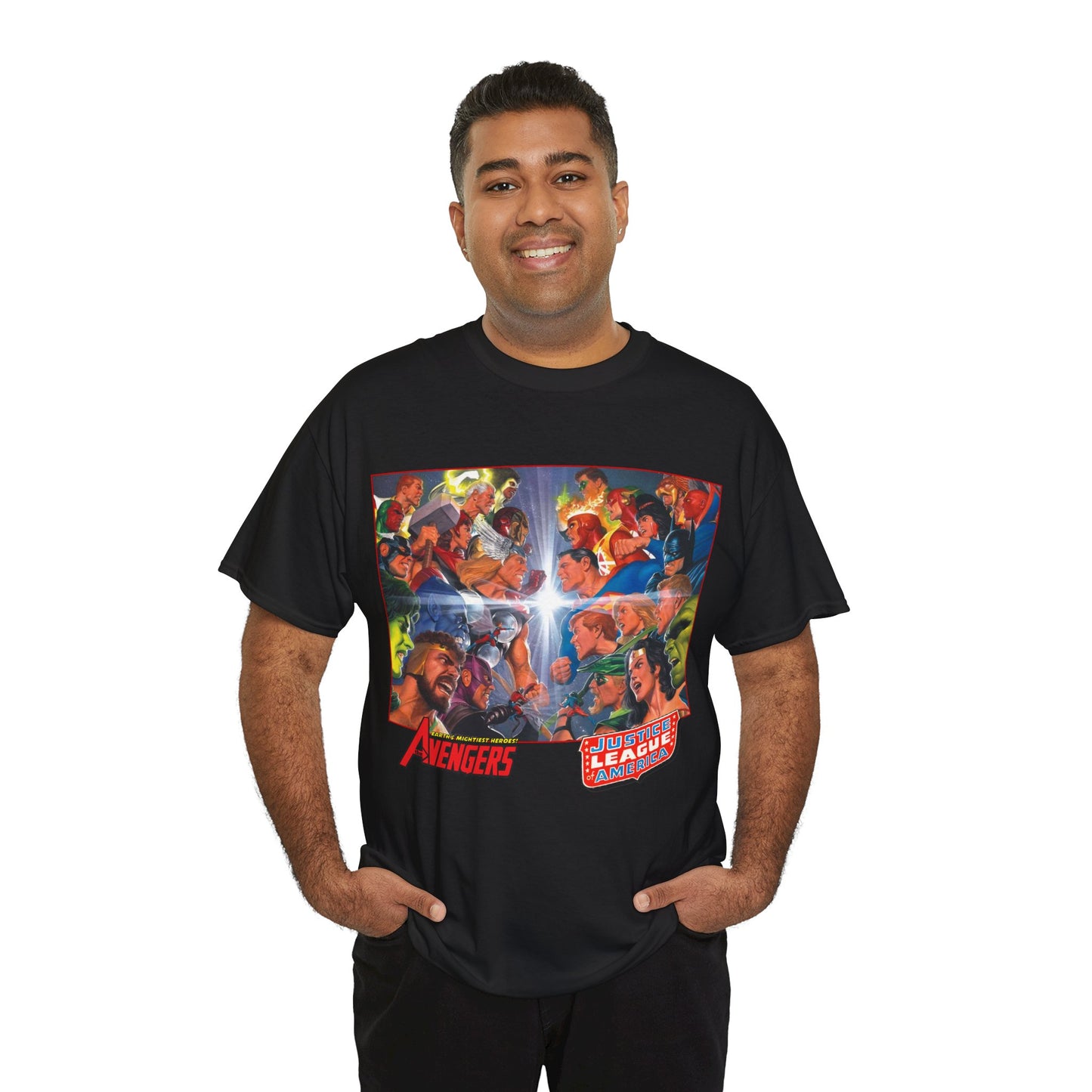Avengers/Justice League of America T-Shirt - Alex Ross Art, George Perez Homage - DC Comics, Marvel Comics
