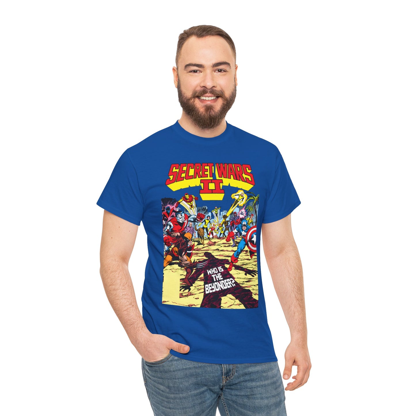 Secret Wars II T-Shirt - John Byrne Art - X-Men, New Mutants, Captain America - The Beyonder - Marvel Comics Series, 1980s