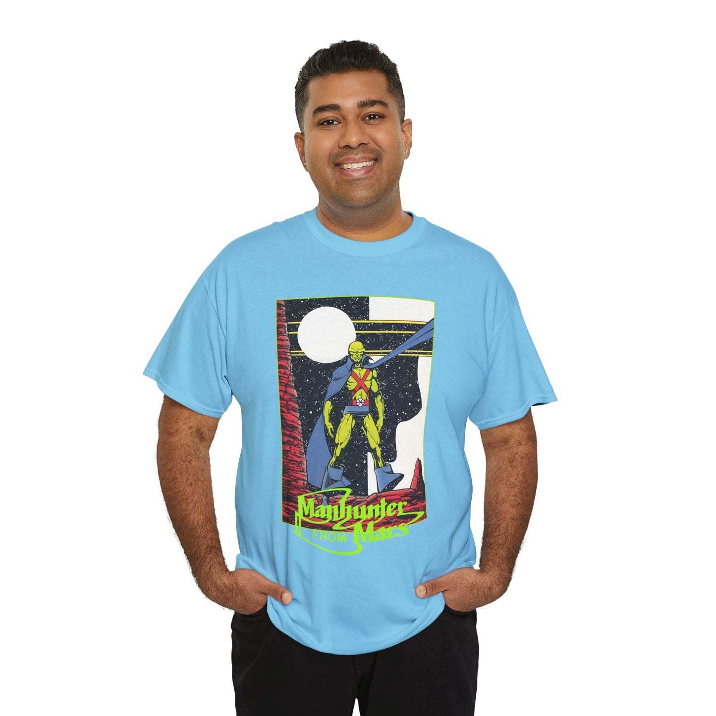 Martian Manhunter T-Shirt - George Perez Art - 1980s Justice League of America (JLA) Postcard Art - DC Comics