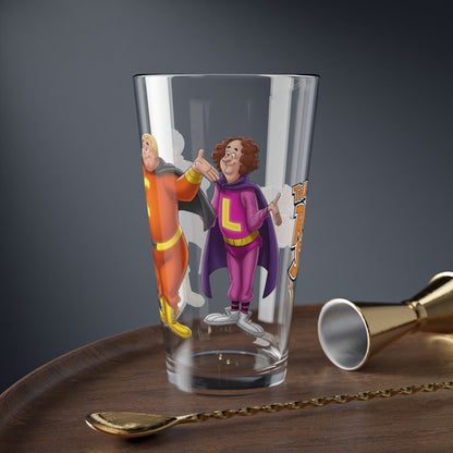 Robonic Stooges Pint Glass 16oz Hanna-Barbera Three Stooges Cartoon Moe Larry Curly Retro 70s Bionic Superhero Nostalgia Cup Barware Gift