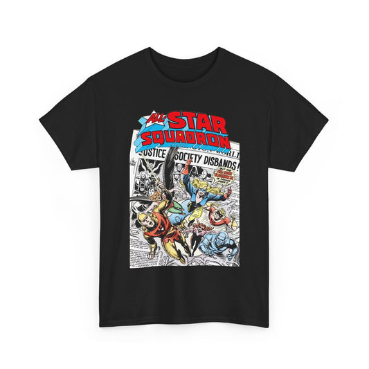 All-Star Squadron T-Shirt - Joe Kubert Art - Liberty Belle, Robotman, Shining Knight, Johnny Quick, Firebrand - JSA Connection - DC Comics