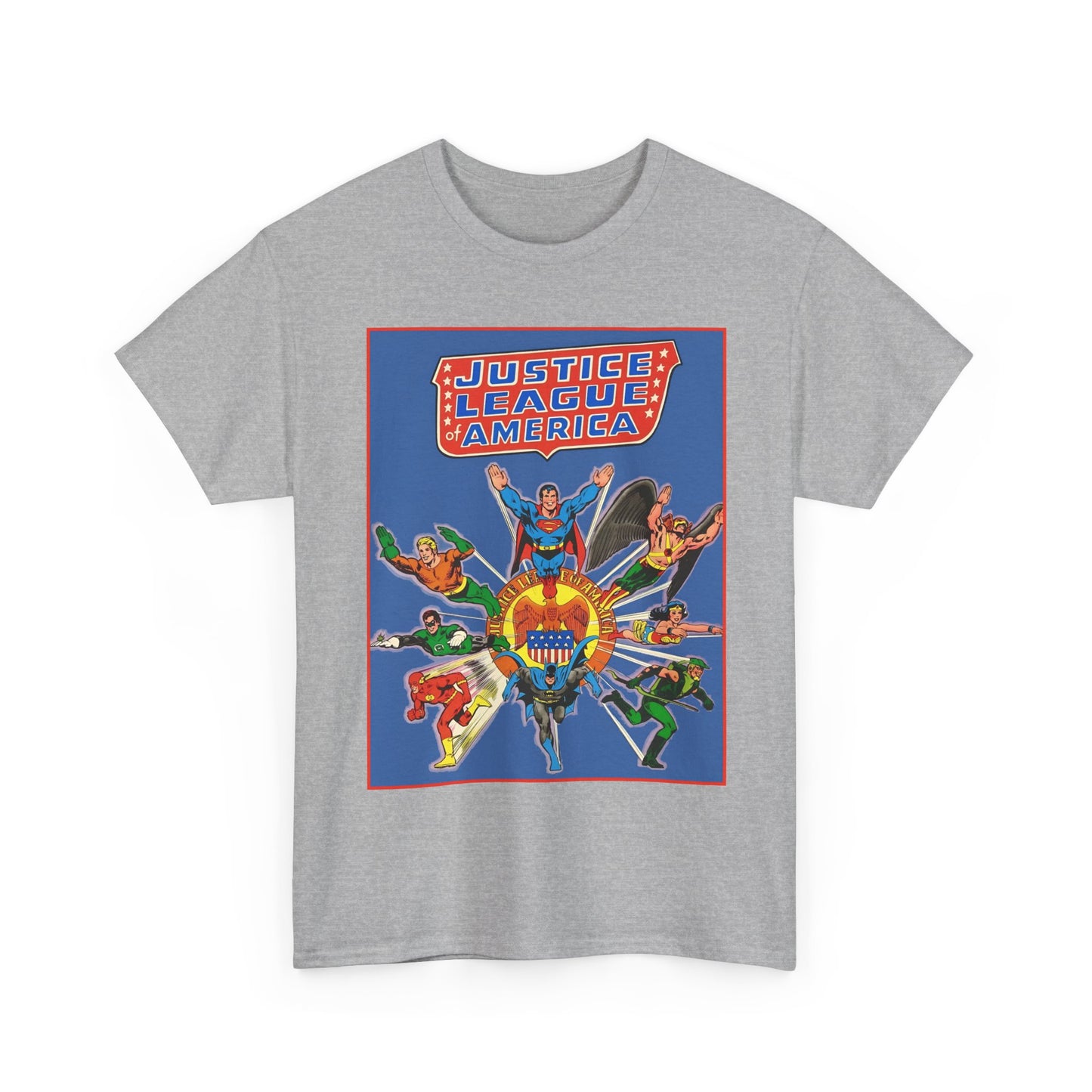 Justice League Treasury Edition T-Shirt - Superman, Wonder Woman, Flash, Hawkman, Batman, Green Arrow, Green Lantern - DC Comics