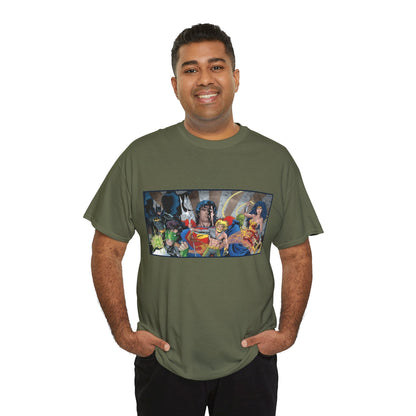 Justice League T-Shirt - Kevin Maguire Art - Superman, Wonder Woman, Flash, Aquaman, Green Lantern - DC Comics