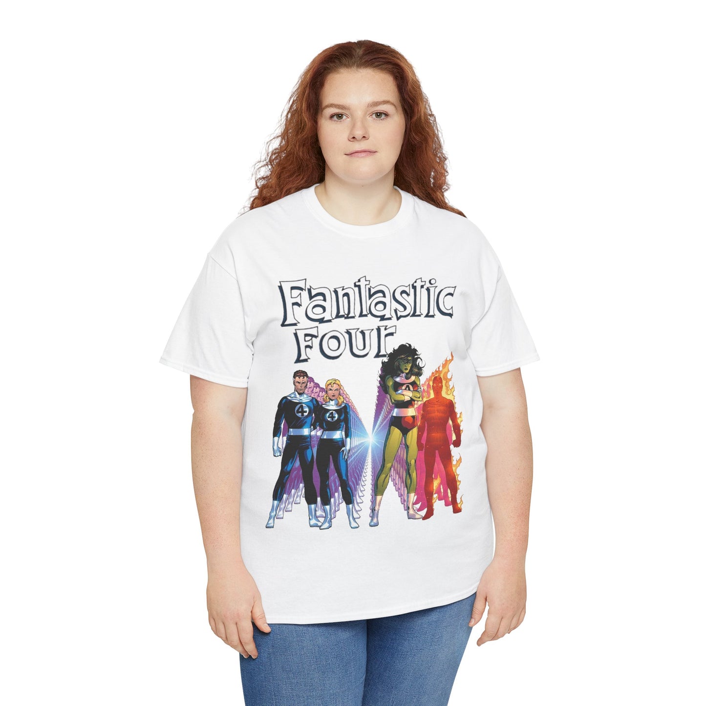 Fantastic Four T-Shirt - John Byrne Art - She-Hulk, Reed Richards, Human Torch, Invisible Woman - Marvel Comics