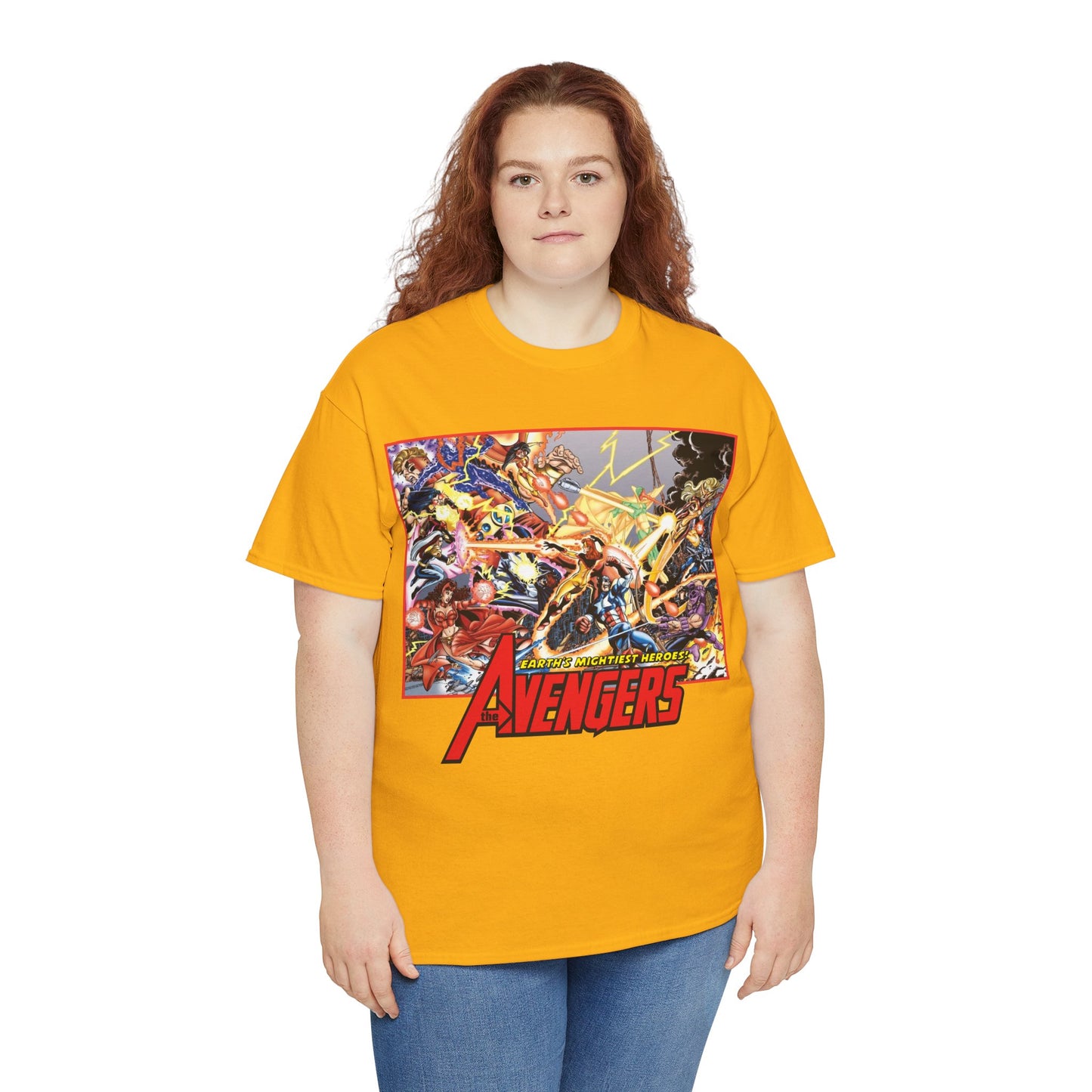 Avengers Vs Thunderbolts T-Shirt - George Perez Art - Captain America, Iron Man, Wonder Man, Scarlet Witch, Hawkeye, Citizen V, MACH-1, Techno, Atlas, Songbird - Marvel Comics