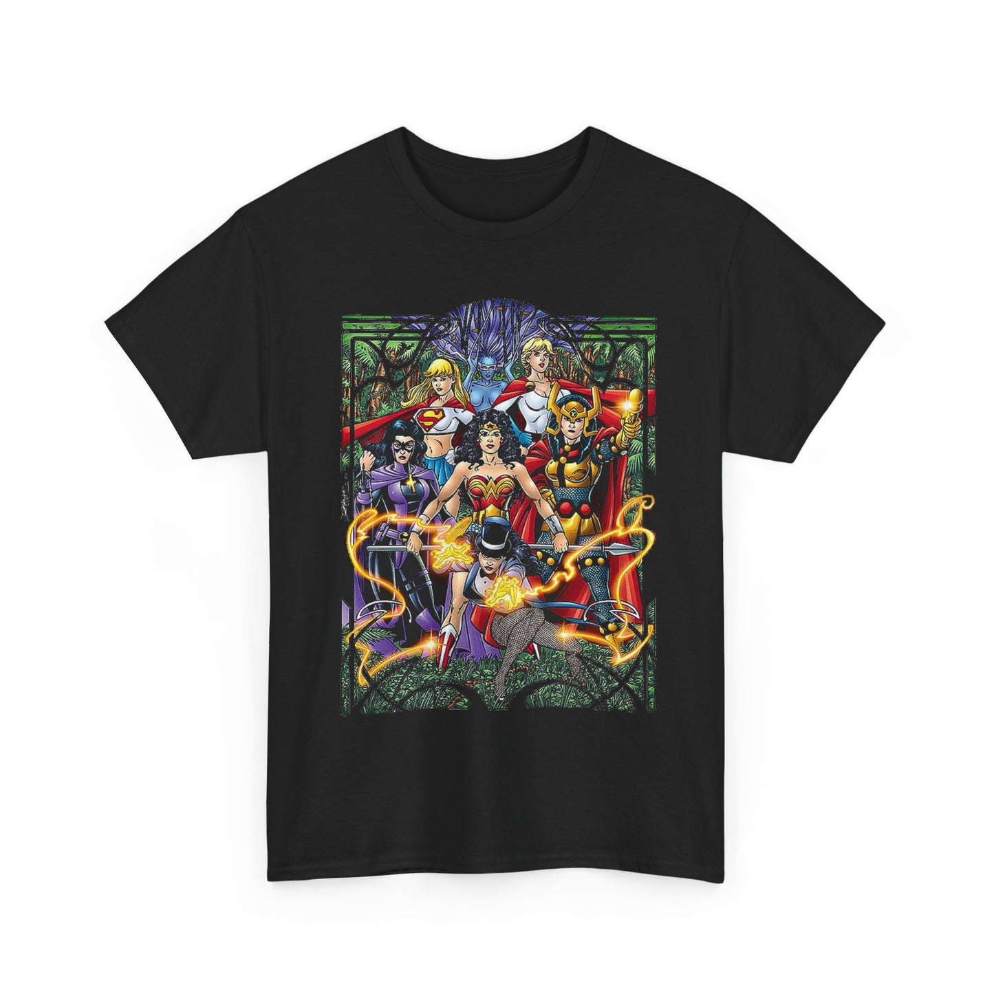 Justice League of Amazons T-Shirt - George Perez Art - Wonder Woman, Zatanna, Supergirl, Power Girl, Huntress, Big Barda - JLA - DC Comics