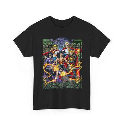 Justice League of Amazons T-Shirt - George Perez Art - Wonder Woman, Zatanna, Supergirl, Power Girl, Huntress, Big Barda - JLA - DC Comics