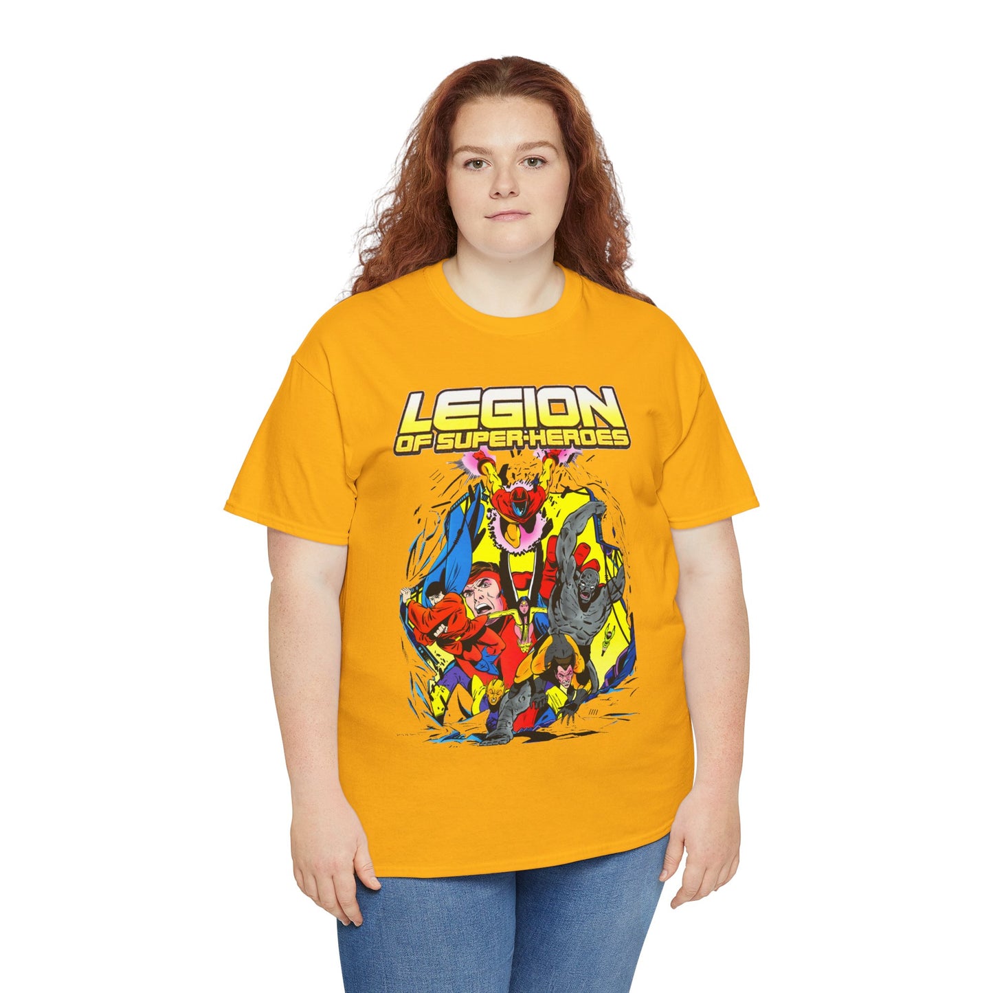 Legion of Super-Heroes T-Shirt - Mon-El, Colossal Kid, Wildfire, Dawnstar, Blok, Timber Wolf - LOSH - DC Comics