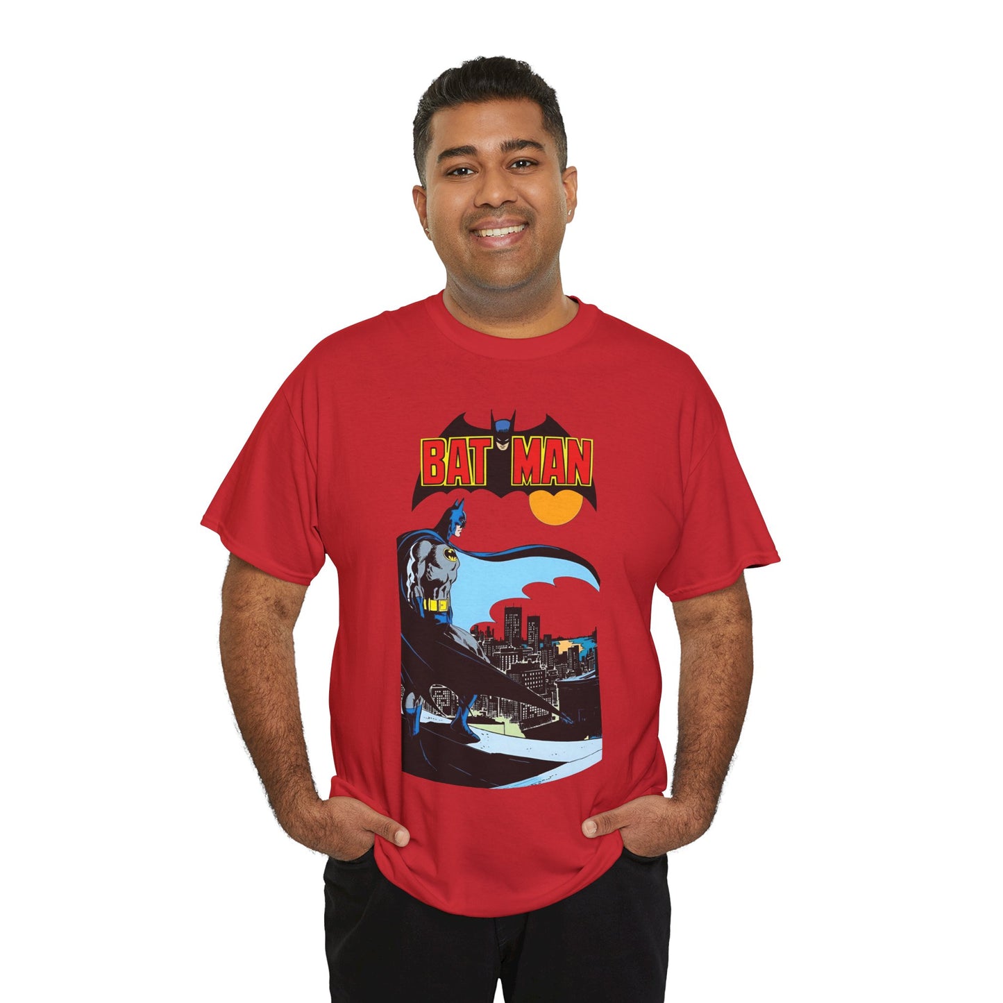 Batman T-Shirt - Jim Aparo Art - Dark Knight Looking Over Gotham City - Bronze Age Art - DC Comics