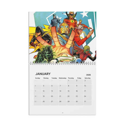 JSA Calendar (2026) - Justice Society of America - Dr Fate, Huntress, Hawkman, Green Lantern, Power Girl, Wildcat - DC Comics