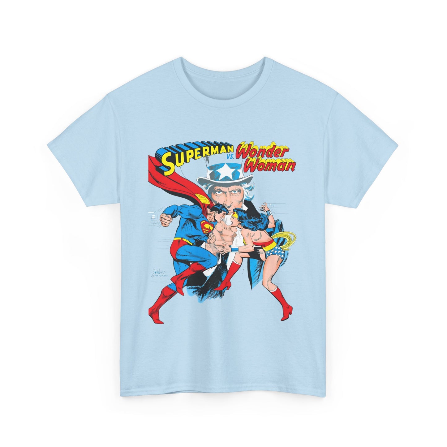 Superman Vs Wonder Woman T-Shirt - José Luis García-López Art - Popular 1970s Tabloid Story - DC Comics