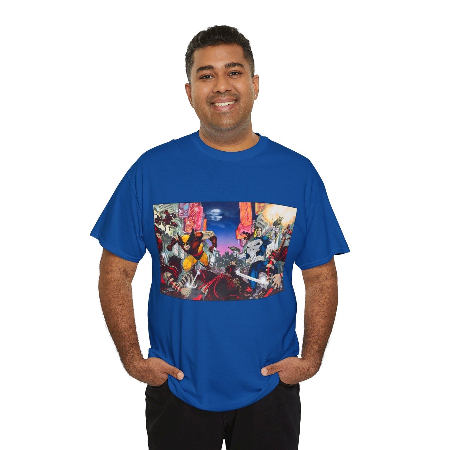 Wolverine & Punisher T-Shirt - Jim Lee Art - Vs The Hand - Marvel Comics