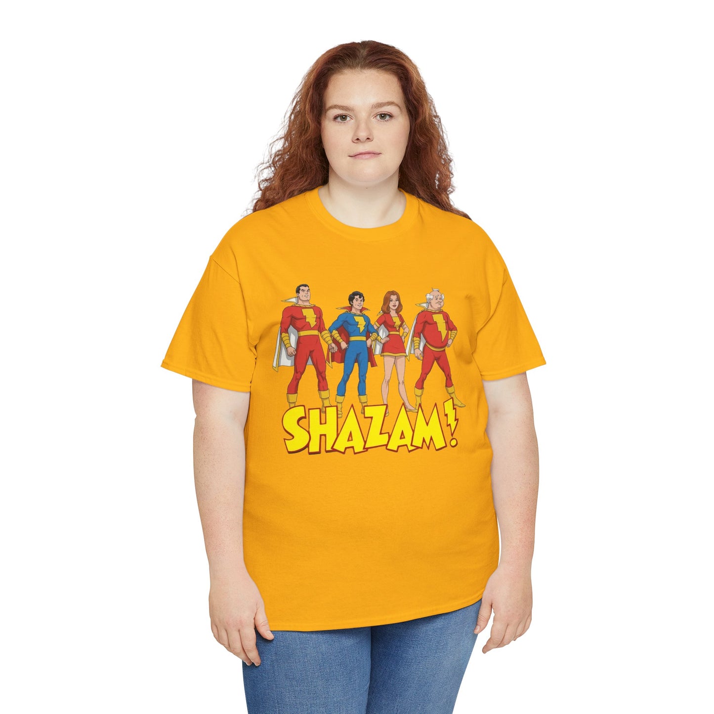 Shazam T-Shirt - Marvel Family Filmation Art - Mary Marvel, Captain Marvel Jr, Uncle Dudley - DC Comics