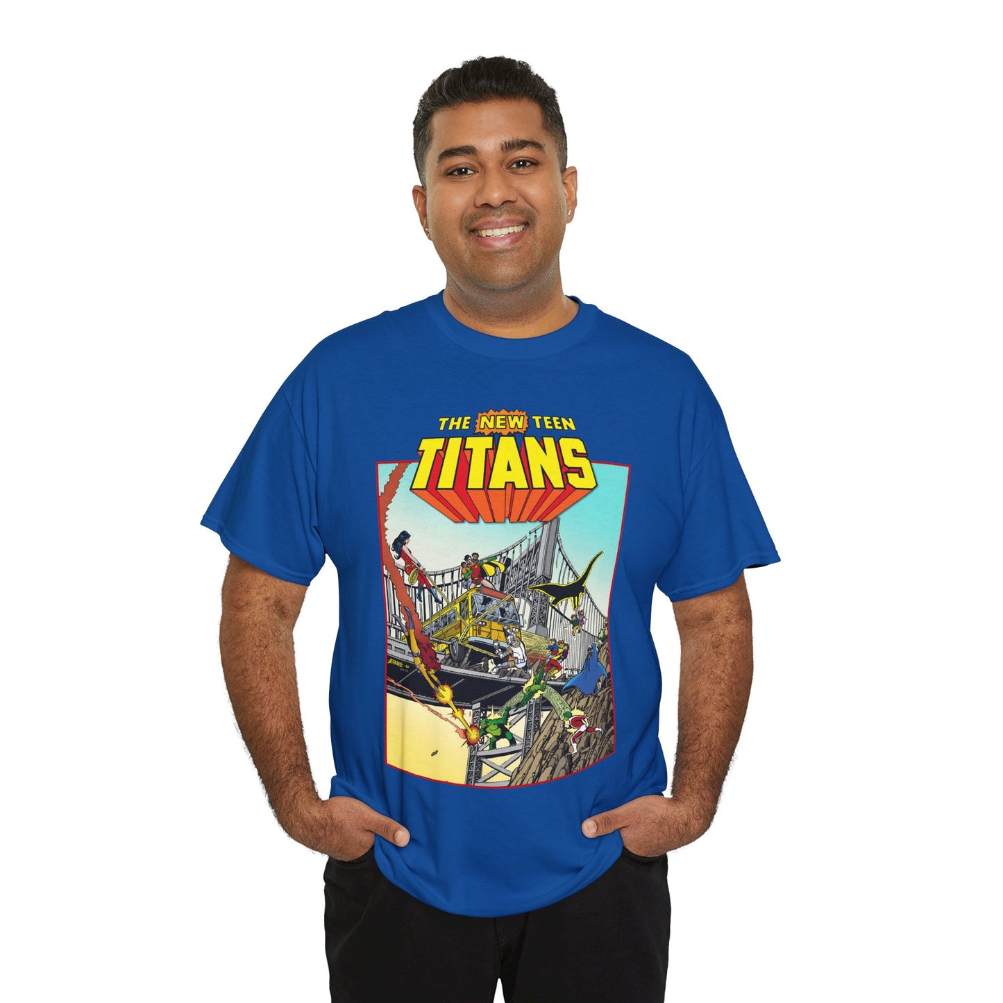 New Teen Titans T-Shirt - George Perez Promo Art - Wonder Girl, Cyborg, Raven, Starfire, Robin, Kid Flash, Changeling - DC Comics