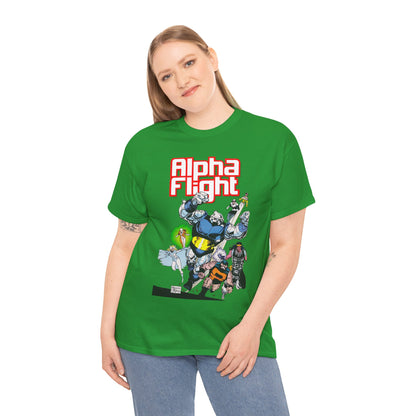 Alpha Flight T-Shirt - Mike Mignola Art - Shaman, Snowbird, Northstar, Aurora, Box, Vindicator, Puck - Canada's Super-Team - Marvel Comics