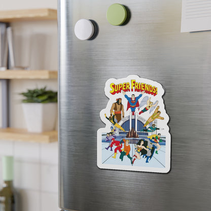 Super Friends Die-Cut Magnet - Beloved 1970s Saturday Morning Cartoon - Superman, Wonder Woman, Flash, Samurai, Green Lantern, Wonder Twins, Black Vulcan, Apache Chief - DC Comics - 3", 4", 5", 6"