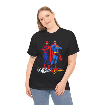 Amazing Spider-Man & Superman T-Shirt - Classic 1970s Marvel/DC Comics Crossover - Peter Parker & Clark Kent