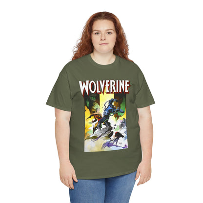Wolverine T-Shirt - Mike Mignola Art - Jungle Adventure - Savage Land Story - Vs A Dinosaur - Logan, X-Men Member - Marvel Comics