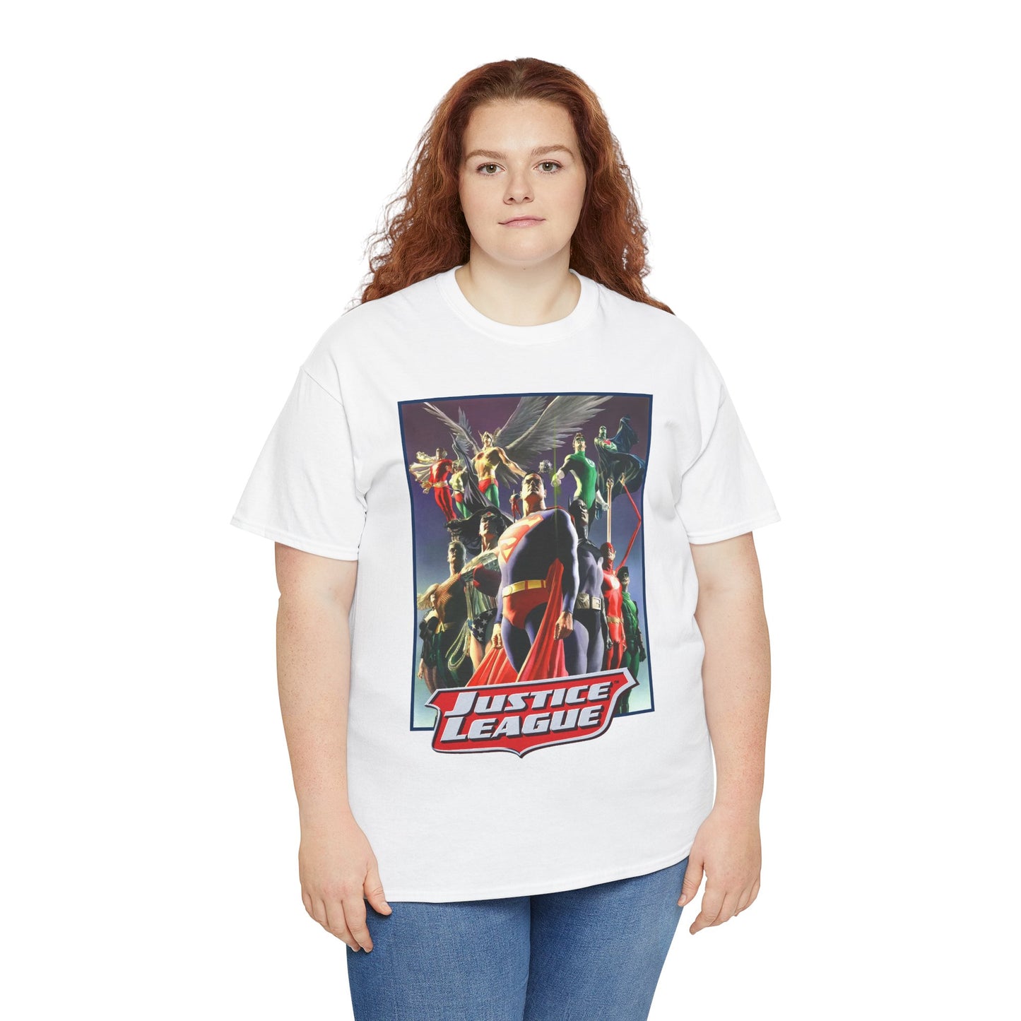 Justice League T-Shirt - Alex Ross Art - Superman, Wonder Woman, Black Canary, Hawkman, Flash, Aquaman, Atom - DC Comics
