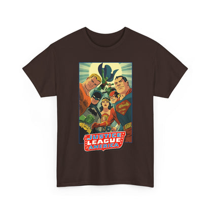 Justice League of America T-Shirt - Michael Cho Art - Superman, Flash, Wonder Woman, Green Lantern, Batman, Martian Manhunter - Silver Age Team - DC Comics