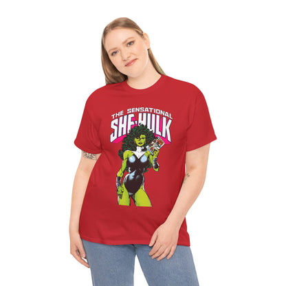 Sensational She-Hulk T-Shirt - Classic John Byrne Art - Jennifer Walters, Hulk's Cousin - Marvel Comics - Popular 1980s Series - "Rip Up Your X-Men!"