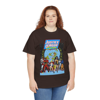 Justice League Europe T-Shirt - Bart Sears Art - Wonder Woman, Flash, Captain Atom, Animal Man, Elongated Man, Power Girl, Metamorpho - JLI Spin-Off - DC Comics