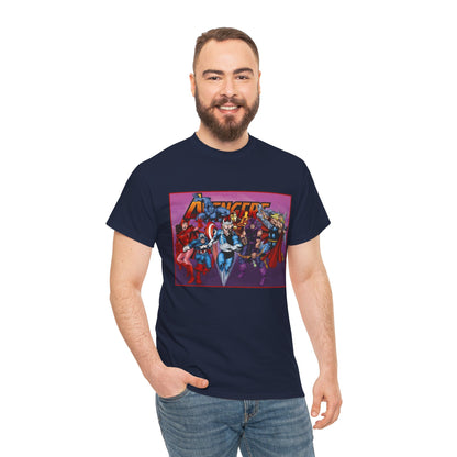 Avengers T-Shirt - John Byrne Art - Captain America, Quicksilver, Scarlet Witch, Beast, Iron Man, Thor, Hawkeye - Marvel Comics