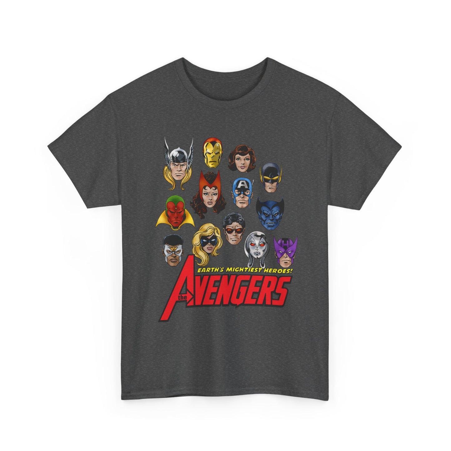 Avengers T-Shirt - John Byrne Art - Captain America, Scarlet Witch, Iron Man, Thor, Vision, Hawkeye, Wonder Man - Marvel Comics