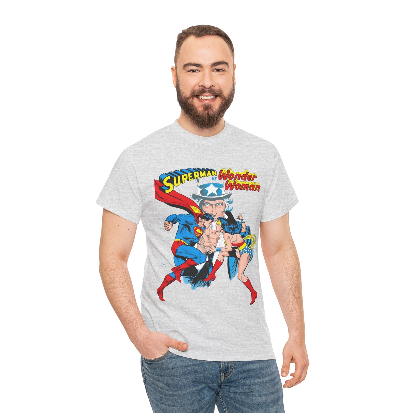Superman Vs Wonder Woman T-Shirt - José Luis García-López Art - Popular 1970s Tabloid Story - DC Comics