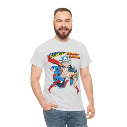 Superman Vs Wonder Woman T-Shirt - José Luis García-López Art - Popular 1970s Tabloid Story - DC Comics