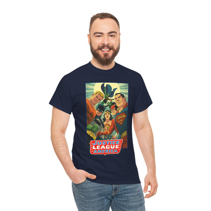 Justice League of America T-Shirt - Michael Cho Art - Superman, Flash, Wonder Woman, Green Lantern, Batman, Martian Manhunter - Silver Age Team - DC Comics
