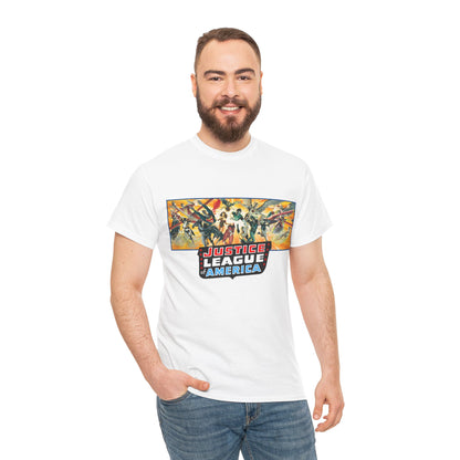 Justice League T-Shirt - Alex Ross Art - Superman, Batman, Wonder Woman, Black Canary, Hawkman, Green Lantern, Adam Strange, Plastic Man, Zatanna - DC Comics