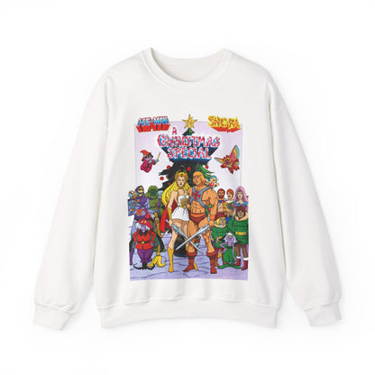 He-Man & She-Ra Christmas Special Heavy Blend Crewneck Sweatshirt - Masters of the Universe, Princess of Power Filmation Festive Holiday Cartoon
