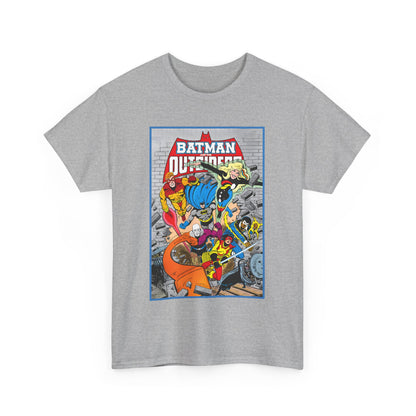 Batman & the Outsiders T-Shirt - Jim Aparo Art - Katana, Geo-Force, Black Lightning, Metamorpho, Halo - DC Comics - 1980s JLA Spin-Off Series