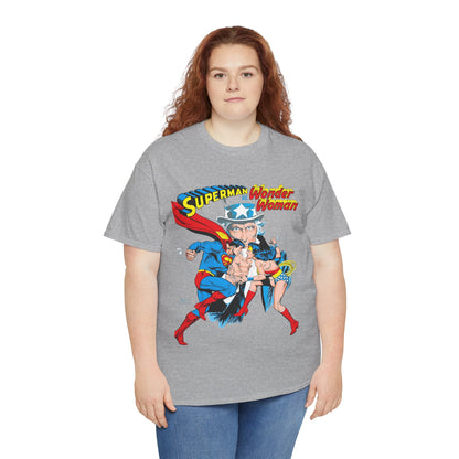 Superman Vs Wonder Woman T-Shirt - José Luis García-López Art - Popular 1970s Tabloid Story - DC Comics