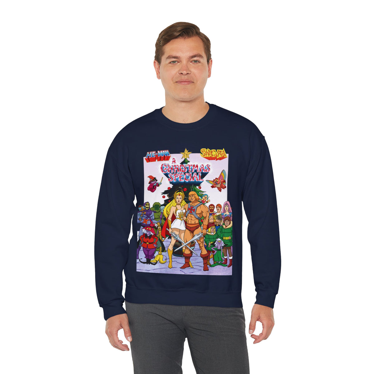He-Man & She-Ra Christmas Special Heavy Blend Crewneck Sweatshirt - Masters of the Universe, Princess of Power Filmation Festive Holiday Cartoon