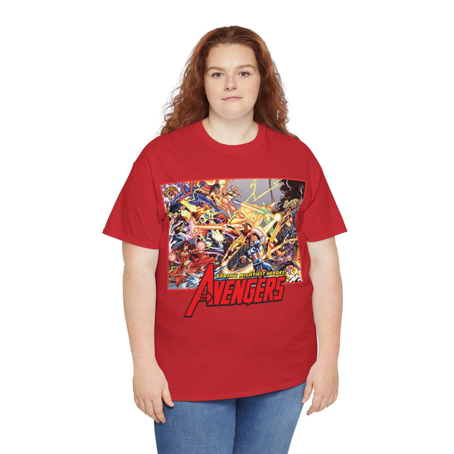 Avengers Vs Thunderbolts T-Shirt - George Perez Art - Captain America, Iron Man, Wonder Man, Scarlet Witch, Hawkeye, Citizen V, MACH-1, Techno, Atlas, Songbird - Marvel Comics
