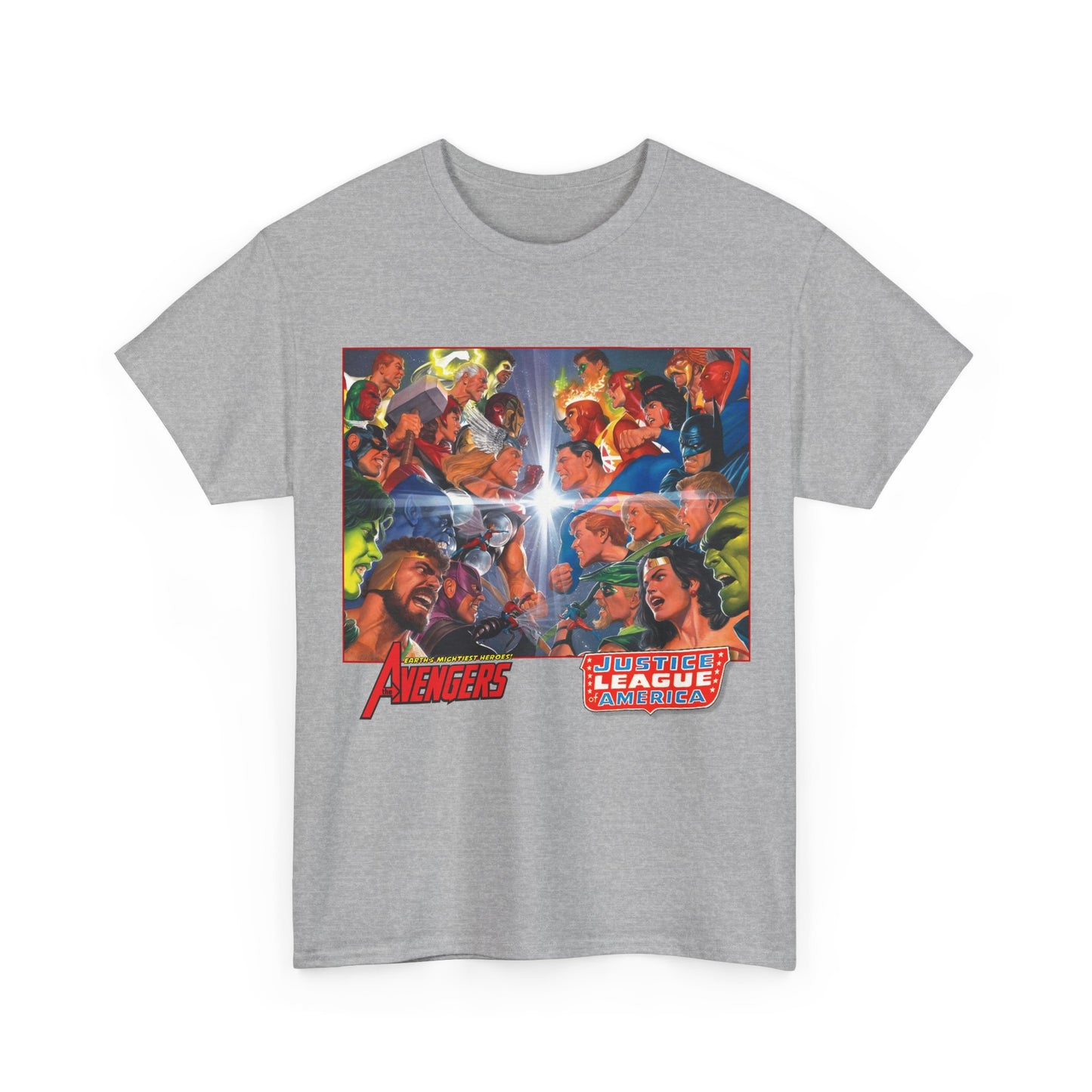 Avengers/Justice League of America T-Shirt - Alex Ross Art, George Perez Homage - DC Comics, Marvel Comics