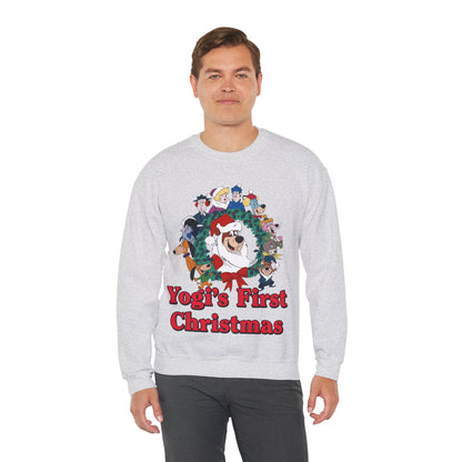 Yogi's First Christmas Crewneck Sweatshirt - Hanna-Barbera TV Holiday Special - Snagglepuss, Huckleberry Hound, Ranger Smith