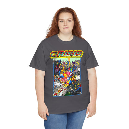 Crisis on Infinite Earths T-Shirt - George Perez Art - Superman, Firestorm, Captain Atom, Wonder Woman, Martian Manhunter Vs The Anti-Monitor - #12 Cover - DC Comics